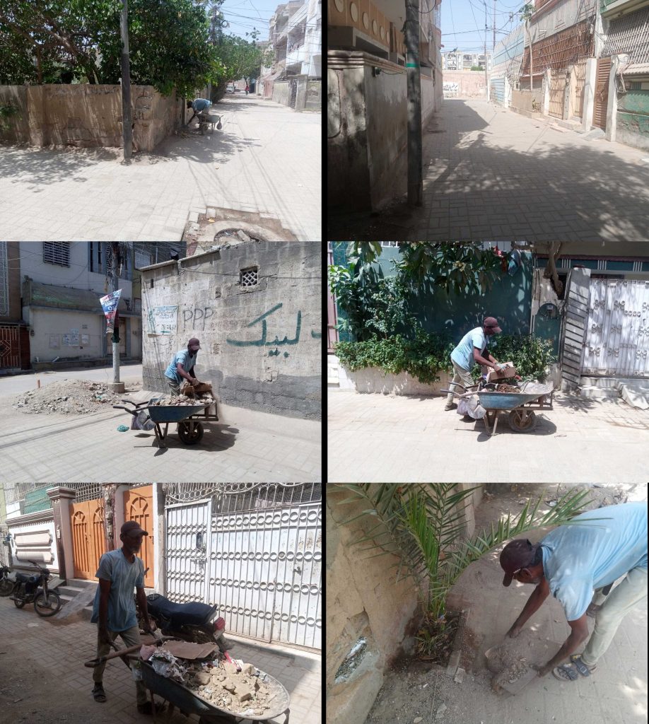 Sector 5-M cleaning work continues at a rapid pace under the supervision of Councilor Hafiz Shiraz Ahmed