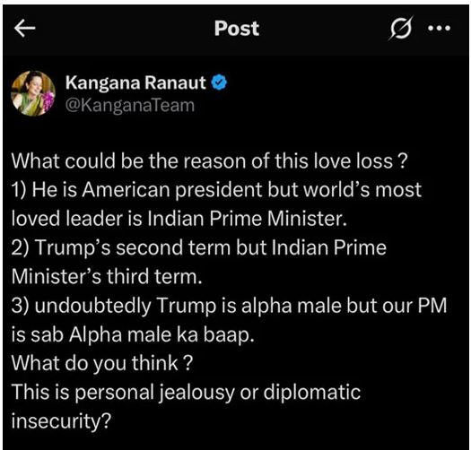 Kangana Ranaut Software Update, Tweet deleted