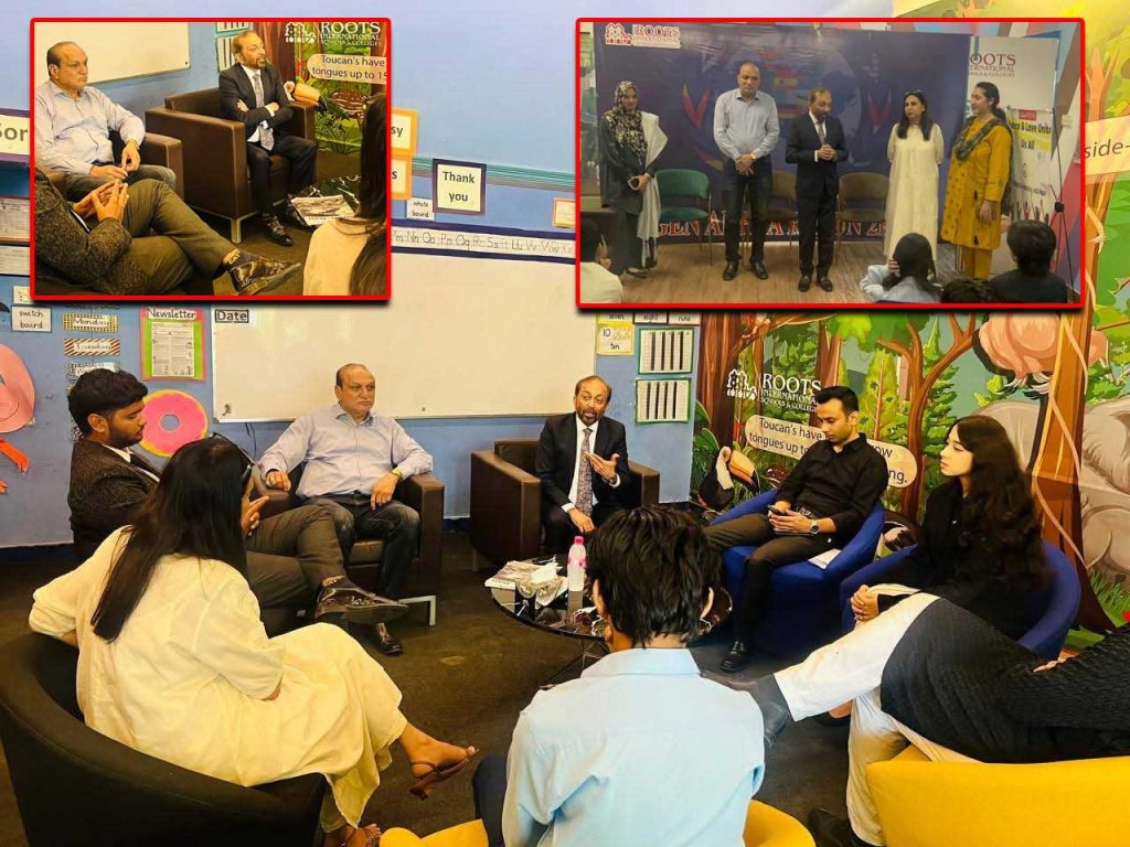 Jamal Ahmed attends a private school function with Dr. Farooq Sattar