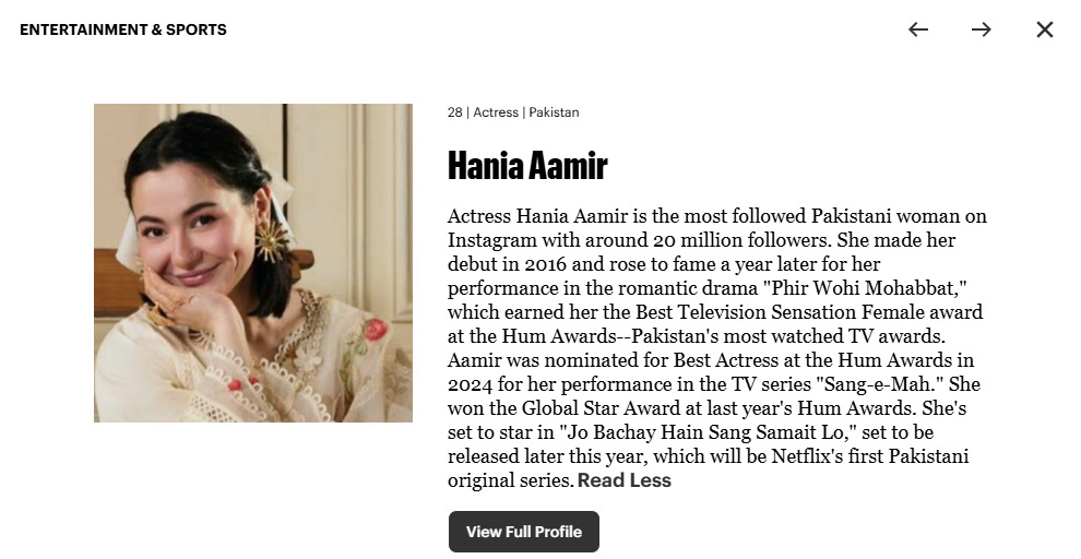 Pakistani Actress Hania Aamir is the Most Famous on Social Media